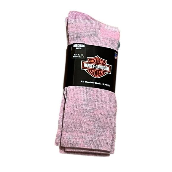 Harley-Davidson Heathered Pink All Weather Socks, 2 Pairs, Size M, NWT - Picture 1 of 5